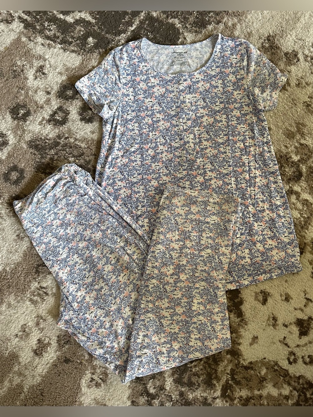 Magnetic Me Blue and Pink Floral Short-Sleeve Pajama Set